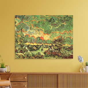 Van Gogh Cottages Cypresses Herinnering aan het No Canvas Afdruk
