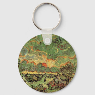 Van Gogh Cottages Cypresses Herinnering aan het No Sleutelhanger