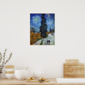 Van Gogh - Country Road in Provence bij nacht Poster (Keuken)