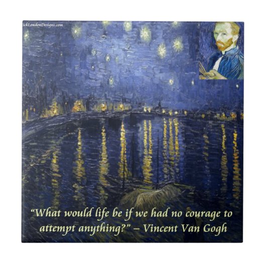 Van Gogh Courage Quote Tegeltje (Voorkant)