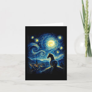 Van Gogh Cowgirl Paard Sterrige Grappige Nacht Paa Kaart