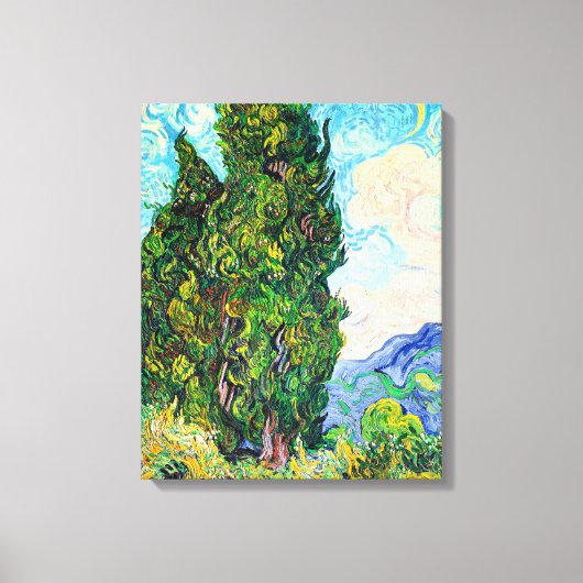 Van Gogh - Cypresses, 1889 fijn kunstschilderij Canvas Afdruk (Voorkant)