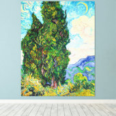 Van Gogh - Cypresses, 1889 fijn kunstschilderij Canvas Afdruk (Insitu (Houten vloer))
