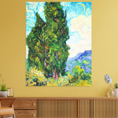 Van Gogh - Cypresses, 1889 fijn kunstschilderij Canvas Afdruk (Insitu (Woonkamer))