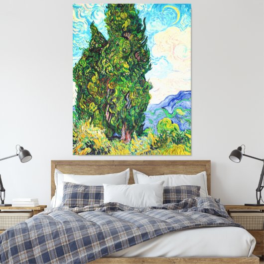 Van Gogh - Cypresses, 1889 fijn kunstschilderij Canvas Afdruk (Insitu (Slaapkamer))