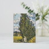 Van Gogh - Cypresses met twee vrouwen Briefkaart (Staand voorkant)