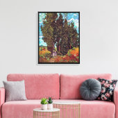 Van Gogh - Cypresses met twee Vrouwen figuren Canvas Afdruk (Insitu (Woonkamer))