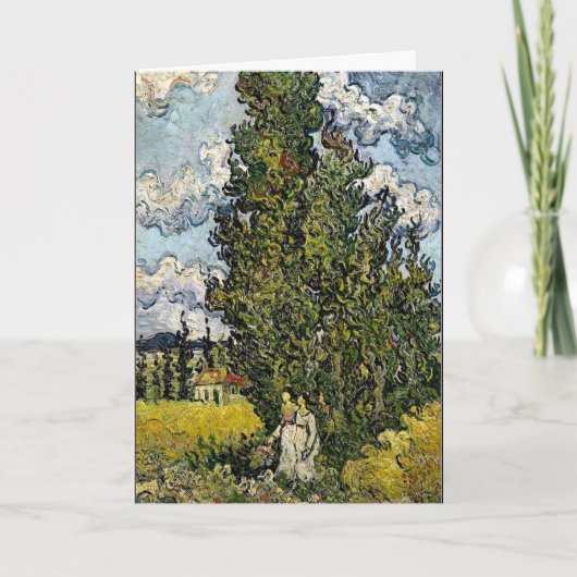 Van Gogh - Cypresses met twee vrouwen Kaart (Voorkant)