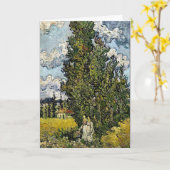 Van Gogh - Cypresses met twee vrouwen Kaart (Gele Bloem)
