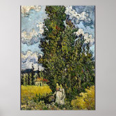 Van Gogh - Cypresses with Two Women Poster (Voorkant)