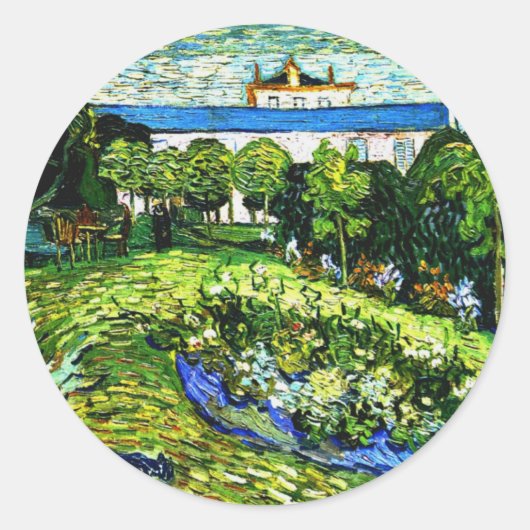 Van Gogh - Daubigny's Garden, beroemd schilderij, Ronde Sticker (Voorkant)