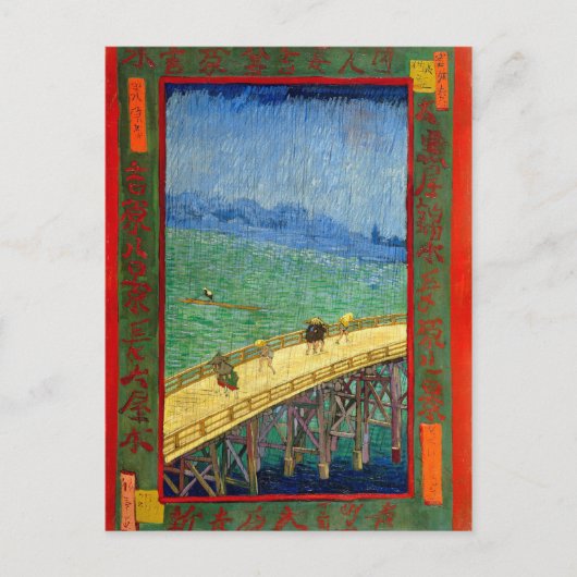Van Gogh De brug in de Regen na Hiroshige Briefkaart (Voorkant)