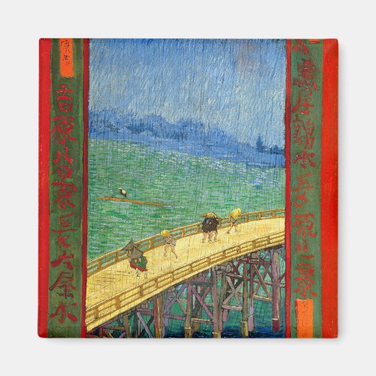Van Gogh De brug in de Regen na Hiroshige Magneet (Voorkant)