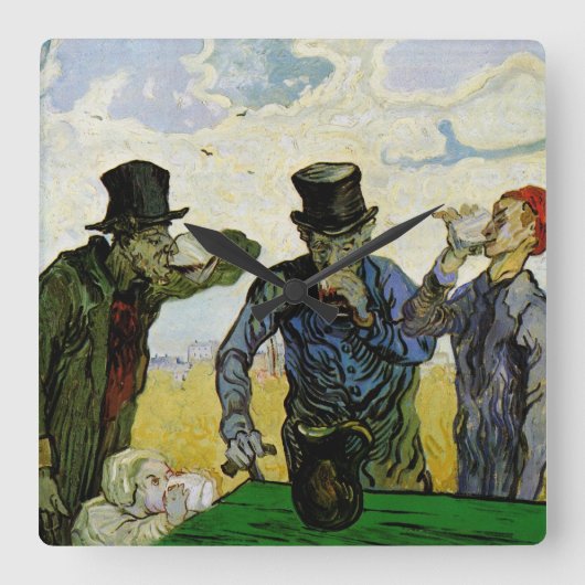 Van Gogh; de drankjes, de Post Impressionisme Vierkante Klok (Voorkant)