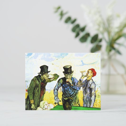 Van Gogh - De Drinkers, beroemd schilderij, Briefkaart (Staand voorkant)