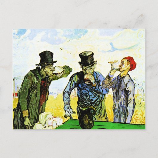 Van Gogh - De Drinkers, beroemd schilderij, Briefkaart (Voorkant)