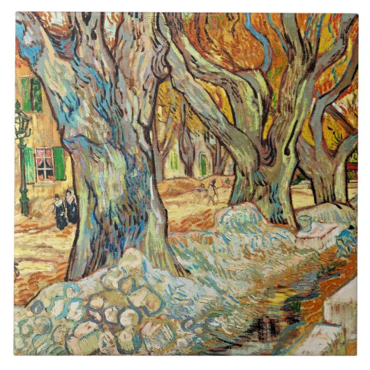 Van Gogh - De Grote Platanen Tegeltje (Voorkant)