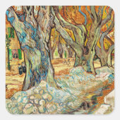 Van Gogh - De Grote Platanen Vierkante Sticker (Voorkant)