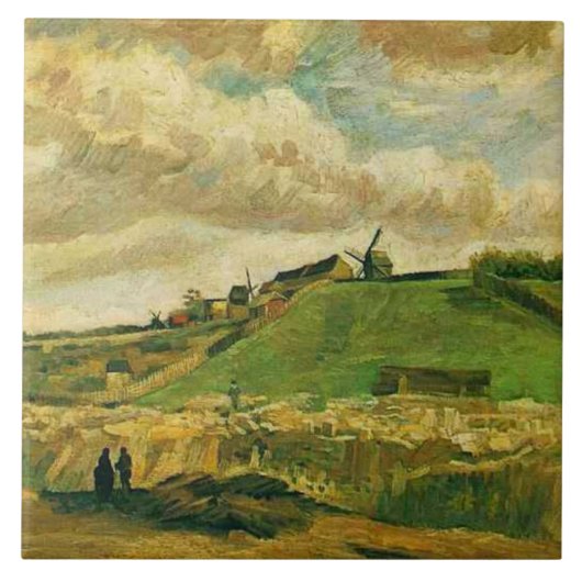 Van Gogh, De heuvel van Montmarte Tegeltje (Voorkant)