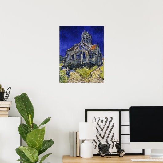 Van Gogh - De kerk Auvers-Sur-Oise Poster (Thuiskantoor)