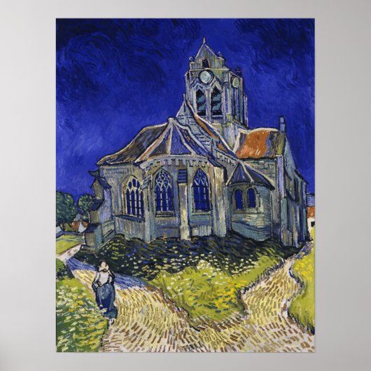 Van Gogh - De kerk Auvers-Sur-Oise Poster (Voorkant)
