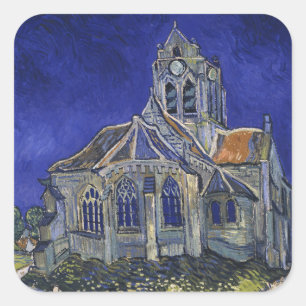 Van Gogh De Kerk te Auvers Blauwe Lucht Kunst Vierkante Sticker