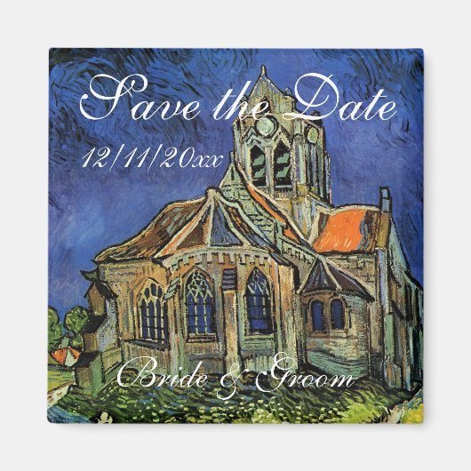 van Gogh, De kerk te Auvers, Save the Date Magneet (Voorkant)