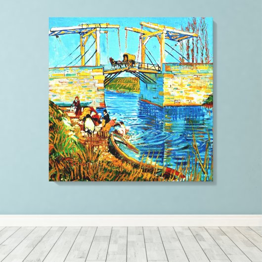 Van Gogh - De Langlois-brug in Arles, Canvas Afdruk (Insitu (Houten vloer))