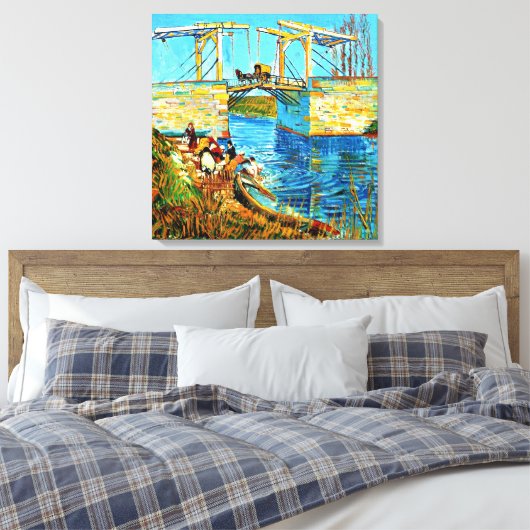 Van Gogh - De Langlois-brug in Arles, Canvas Afdruk (Insitu (Slaapkamer))