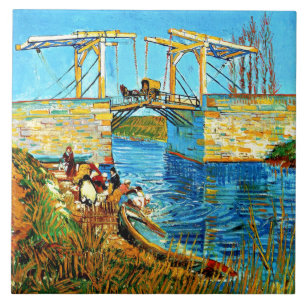 Van Gogh - De Langlois-brug in Arles, Tegeltje