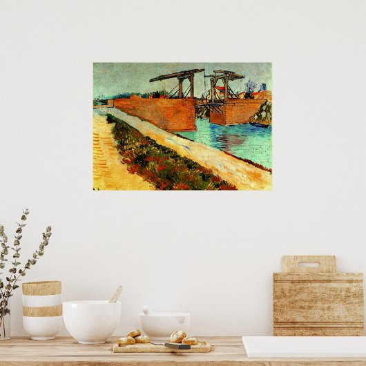 Van Gogh - De Langloisbrug met weg Poster (Keuken)