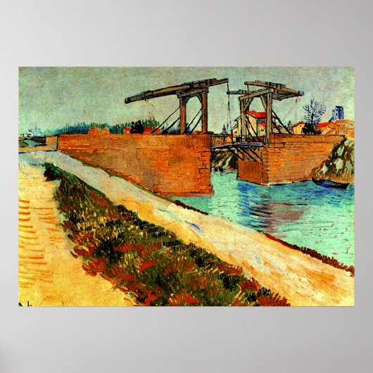 Van Gogh - De Langloisbrug met weg Poster (Voorkant)