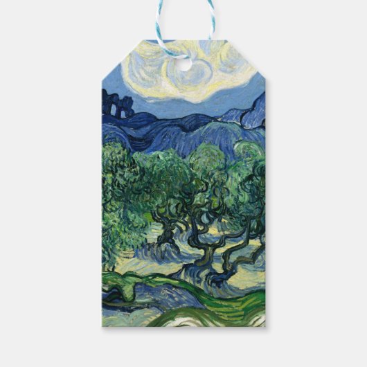 Van Gogh De olijfbomen landschapschildering Cadeaulabel (Voorkant)