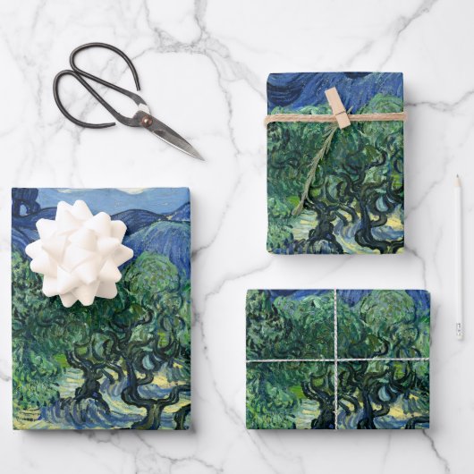 Van Gogh De olijfbomen landschapschildering Inpakpapier Vel (Voorkant)
