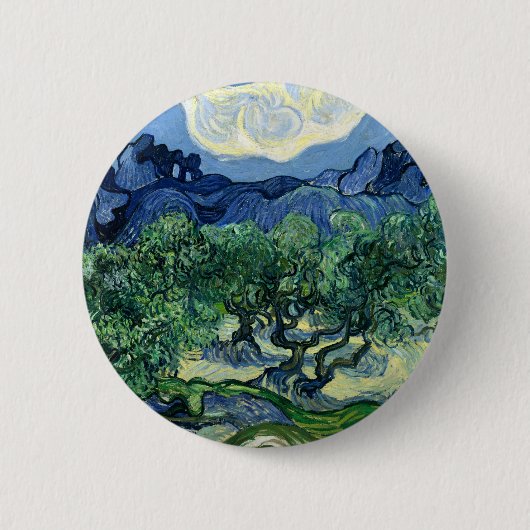 Van Gogh De olijfbomen landschapschildering Ronde Button 5,7 Cm (Voorkant)
