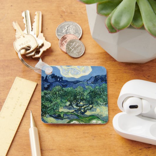 Van Gogh De olijfbomen landschapschildering Sleutelhanger (Bureau)