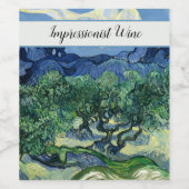 Van Gogh De olijfbomen landschapschildering Wijn Etiket (Enkel label)