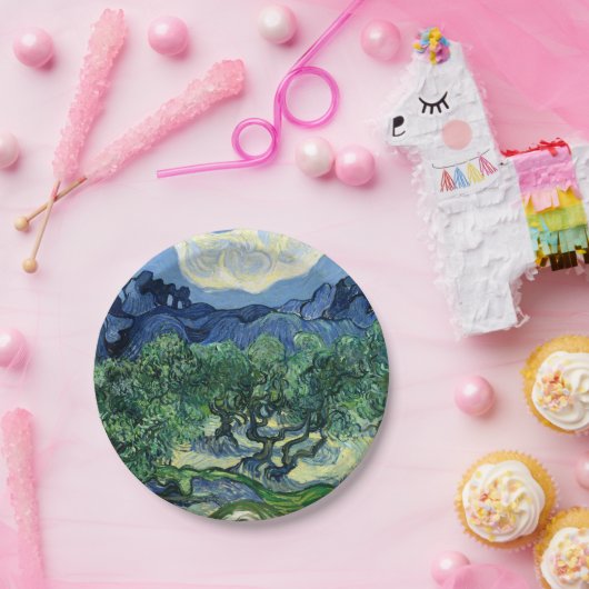 Van Gogh De olijfbomen Landschapsschilderij Papieren Bordje (Feest)