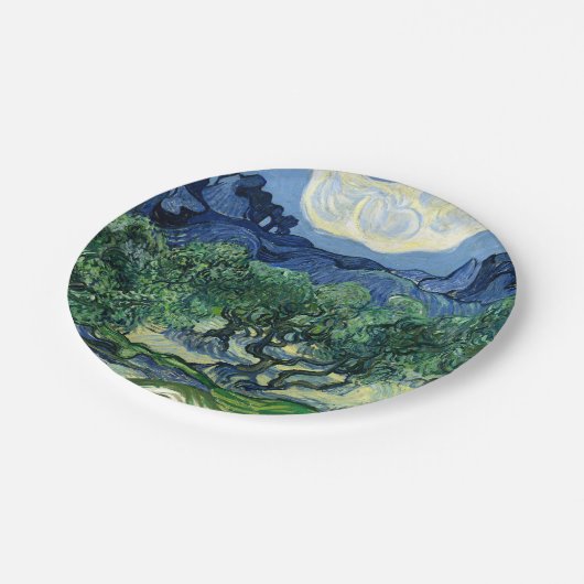 Van Gogh De olijfbomen Landschapsschilderij Papieren Bordje (Gekanteld)