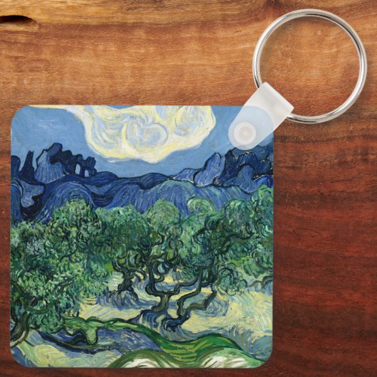 Van Gogh De olijfbomen Landschapsschilderij Sleutelhanger (Achterkant)