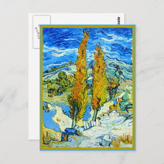 Van Gogh - De poplars in St.-Remy, meesterwerk Briefkaart (Voorkant / Achterkant)