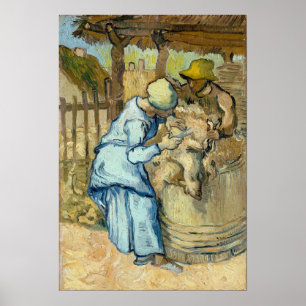 Van Gogh - de schapenhouder (na Millet) Poster