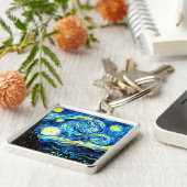 Van Gogh - De sterrenhemel, beroemd schilderij, Sleutelhanger (Zijkant)
