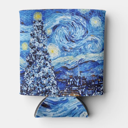Van Gogh - De sterrenhemel - Witte Kerst Blikjeskoeler (Voorkant)