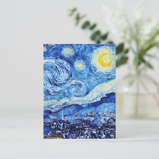 Van Gogh - De sterrenhemel - Witte Kerst Briefkaart (Staand voorkant)