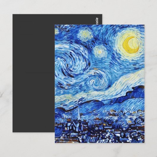 Van Gogh - De sterrenhemel - Witte Kerst Briefkaart (Voorkant / Achterkant)