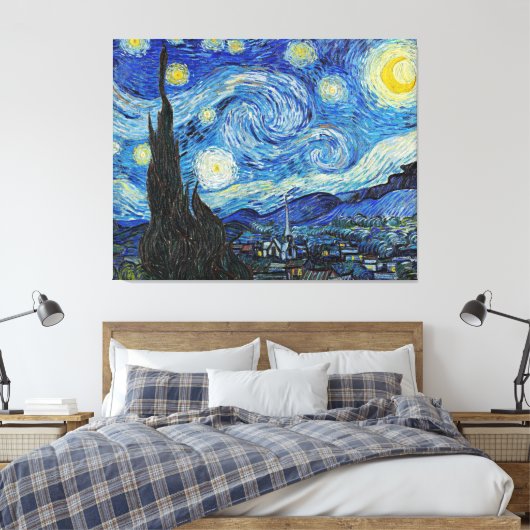 Van Gogh - De sterrennacht Canvas Afdruk (Insitu (Slaapkamer))