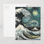 Van Gogh de Sterrennacht - Hokusai de Grote Golf Briefkaart (Voorkant / Achterkant)