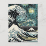 Van Gogh de Sterrennacht - Hokusai de Grote Golf Briefkaart<br><div class="desc">Van Gogh's "De Sterrennacht" en Hokusai's "De Grote Golf van Kanagawa"</div>