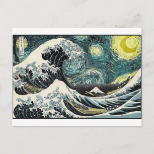 Van Gogh de Sterrennacht - Hokusai de Grote Golf Briefkaart